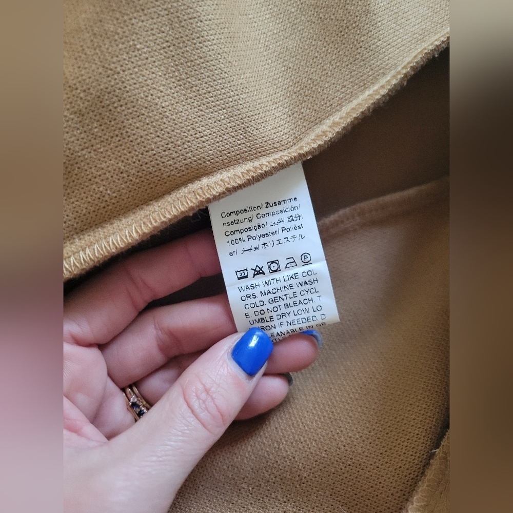Camel Double Breasted Longline Coat Wool Look S - Picture 5 of 6